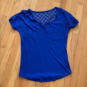 Express blue top Lacey detail on back